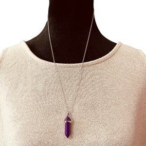 One Bullet Shaped Pendant - Purple w/Color Flecks  & 2 interchangable necklaces
